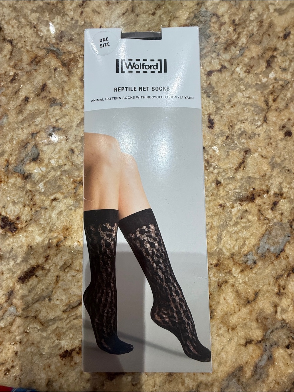 Wolford Black Reptile Net Knee-High Socks